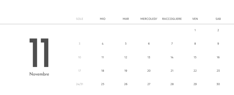 Un calendario fotografico dall'atmosfera pulita e urbana
