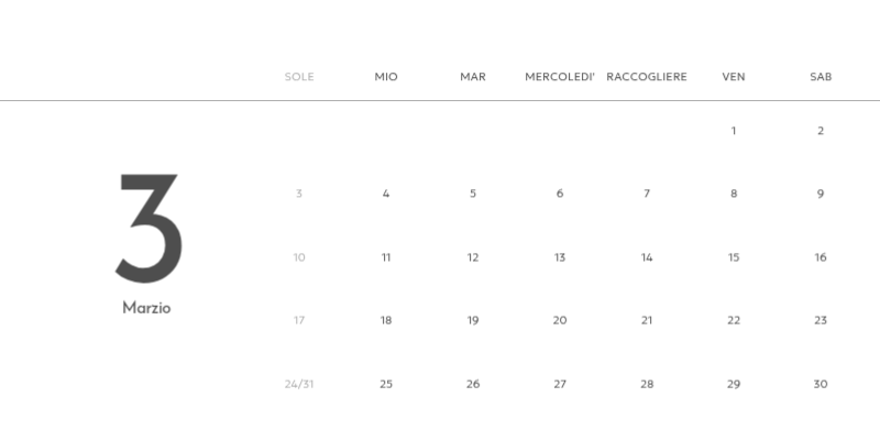 Un calendario fotografico dall'atmosfera pulita e urbana