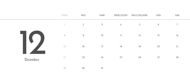 Un calendario fotografico dall'atmosfera pulita e urbana
