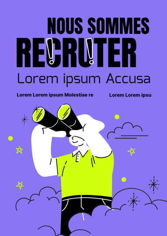 Une simple annonce de recrutement estival jaune et violet