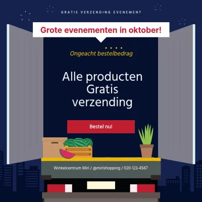 Promoot gratis verzending op eenvoudige producten in marineblauw