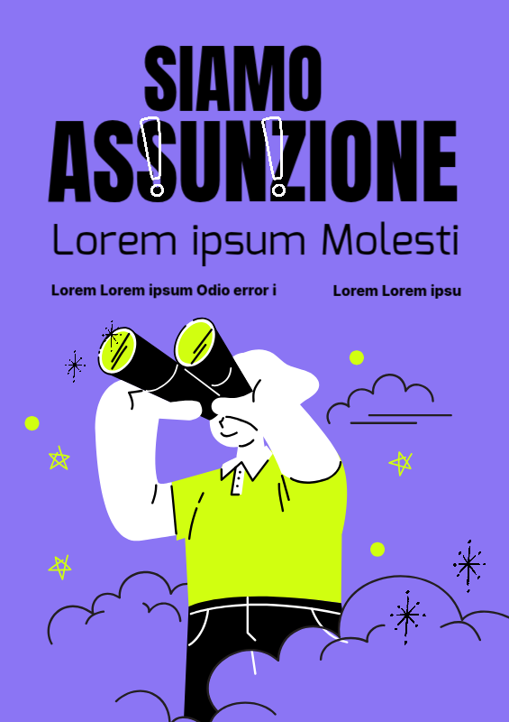 Un semplice annuncio di reclutamento estivo giallo e viola
