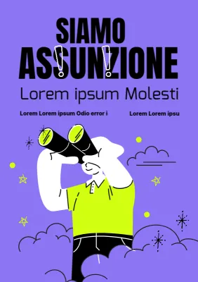 Un semplice annuncio di reclutamento estivo giallo e viola