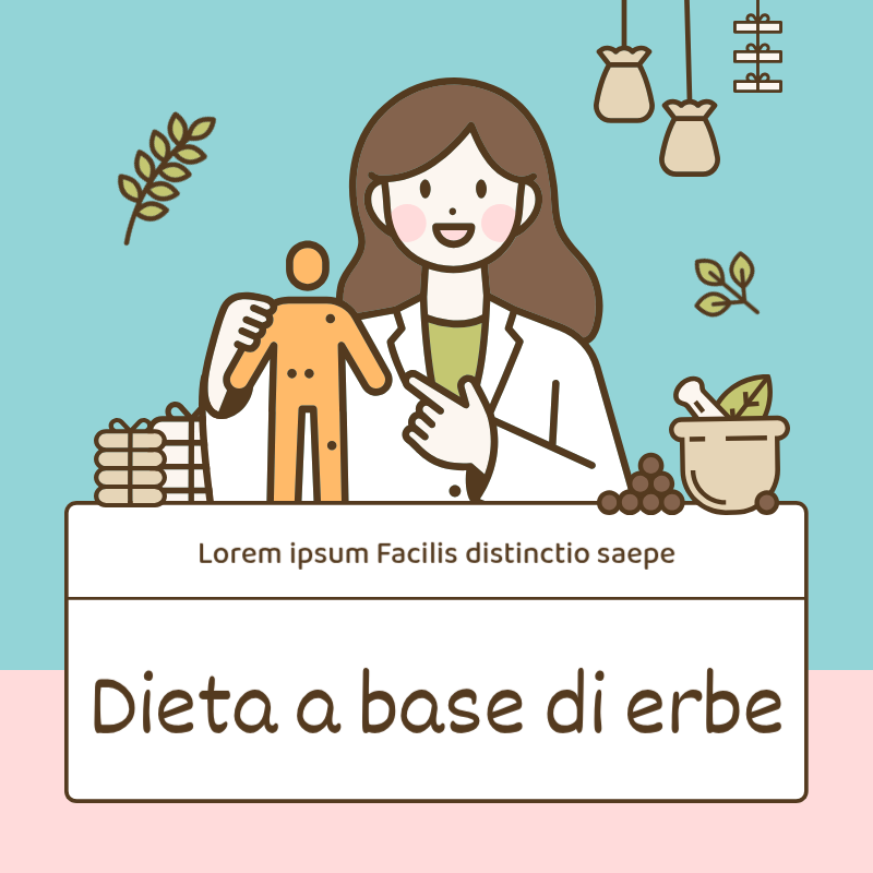 Una semplice illustrazione in azzurro promuove la dieta della medicina cinese.