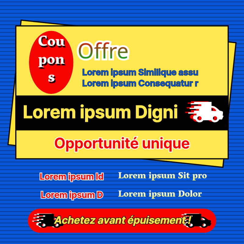 Promouvoir un coupon rétro de livraison gratuite en bleu et rouge