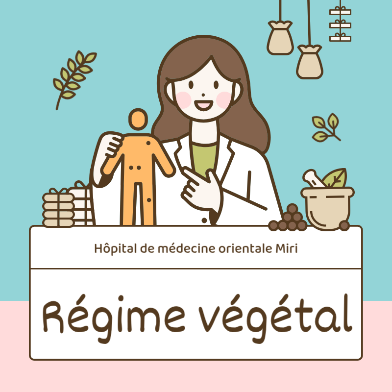 Une simple illustration en bleu clair promeut le régime alimentaire de la médecine chinoise.