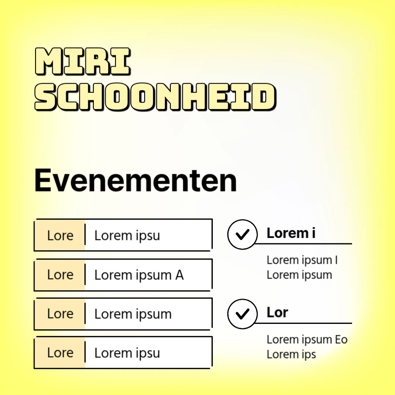 Minimalistische marketingadvertentie voor evenementen in geel