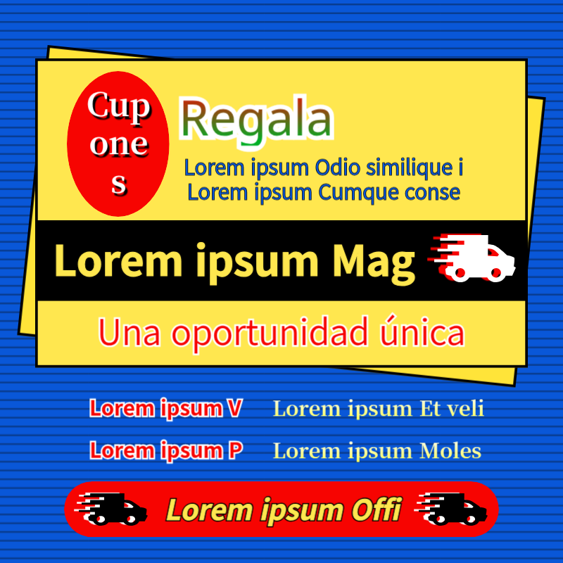 Promocione un cupón de envío gratuito retro en azul y rojo