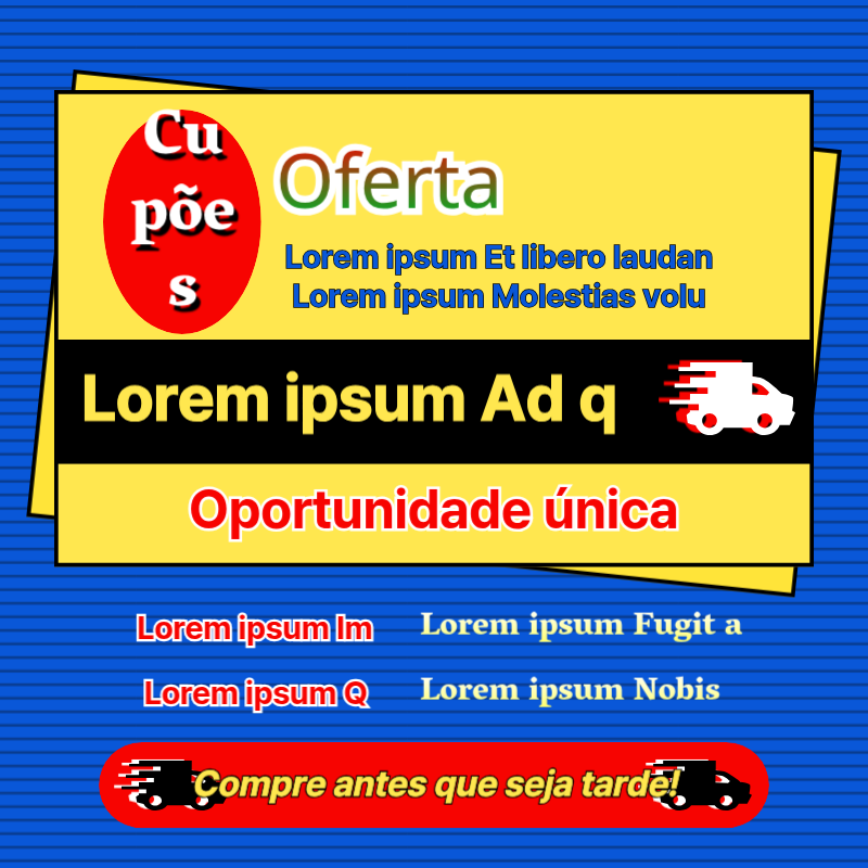 Promover um cupão de envio gratuito retro em azul e vermelho