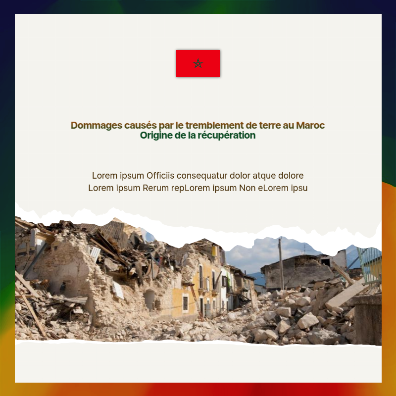 Un simple message de prière rouge et vert pour le rétablissement des victimes du tremblement de terre