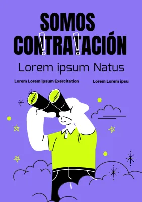 Un sencillo anuncio de contratación de verano en amarillo y morado