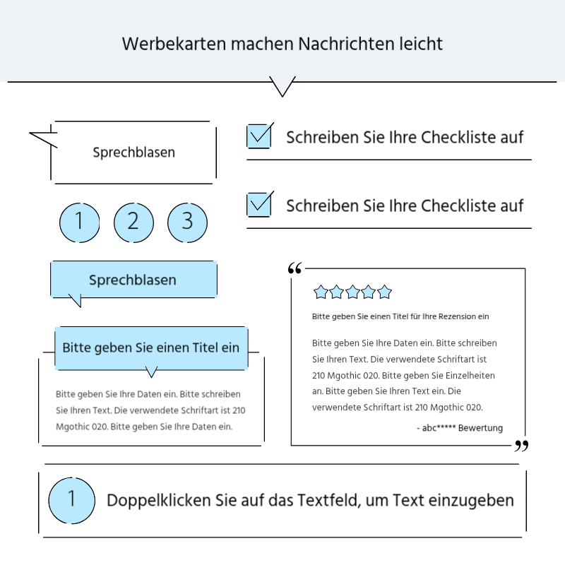 Erstellen Sie eine einfache Werbepost in hellblau und grau Präsentation