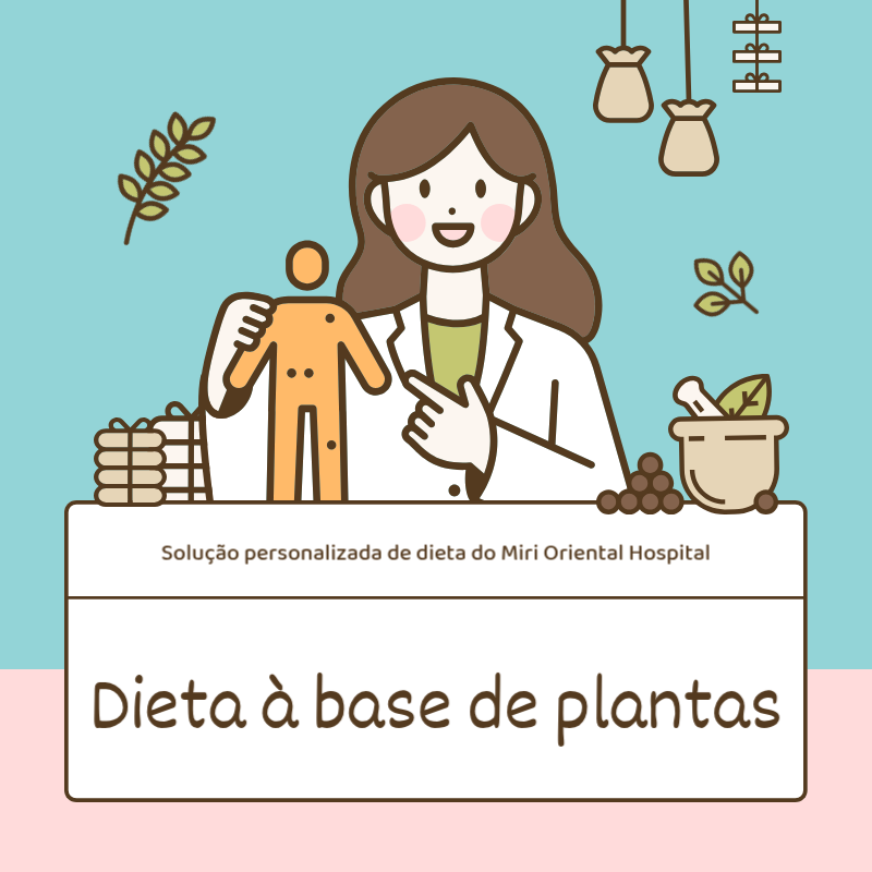 Uma ilustração simples em azul claro promove a dieta da medicina chinesa