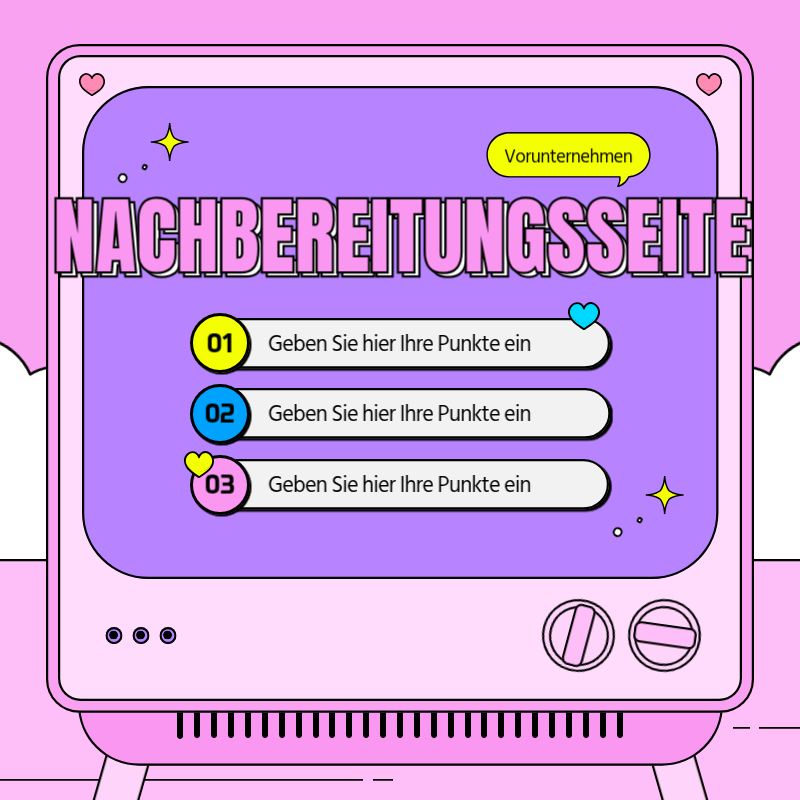 Werbung für kitschige Retro-TV-Rahmen in Rosa und Lila