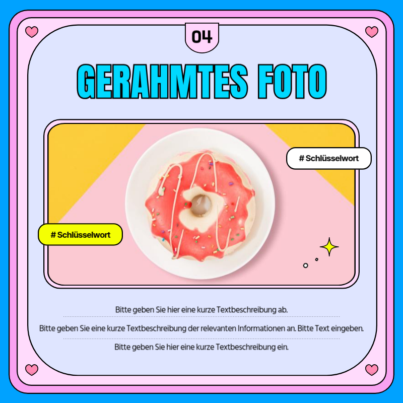 Werbung für kitschige Retro-TV-Rahmen in Rosa und Lila