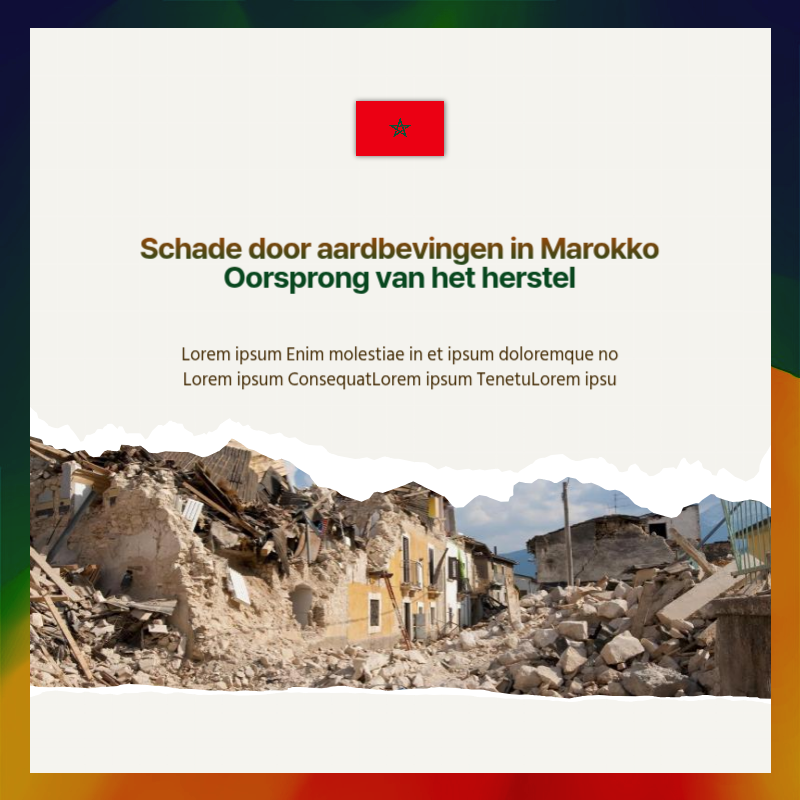 Een eenvoudige rode en groene gebedspost voor herstel na een aardbeving