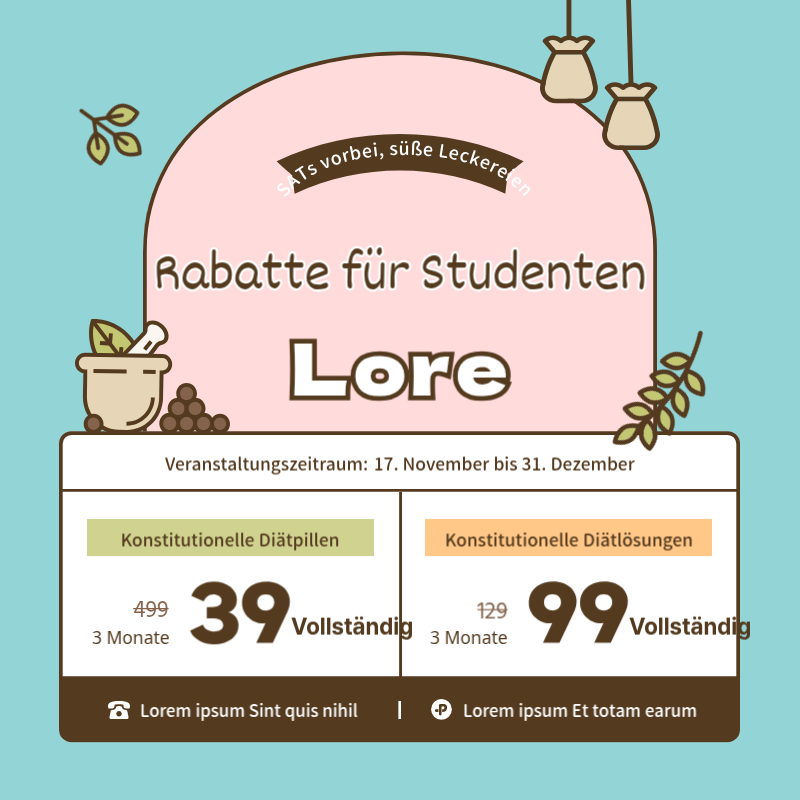 Eine einfache Illustration in Hellblau wirbt für die Diät der chinesischen Medizin