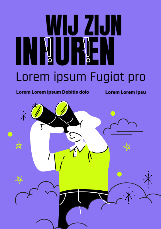 Een eenvoudige geel met paarse zomerse wervingsaankondiging