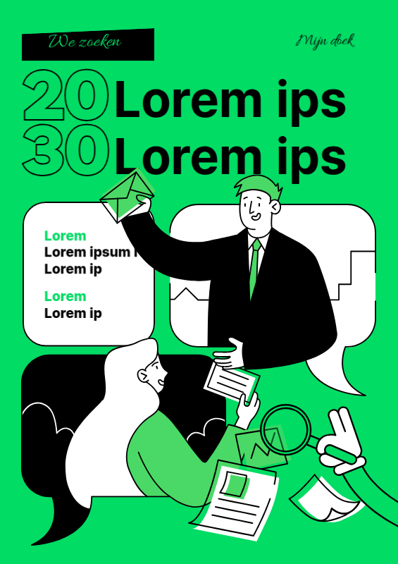 Een eenvoudige groene en zwarte zomerse wervingsaankondiging