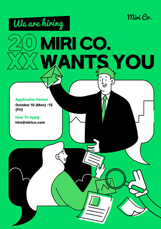 Green Modern Recruitment Announcement Poster