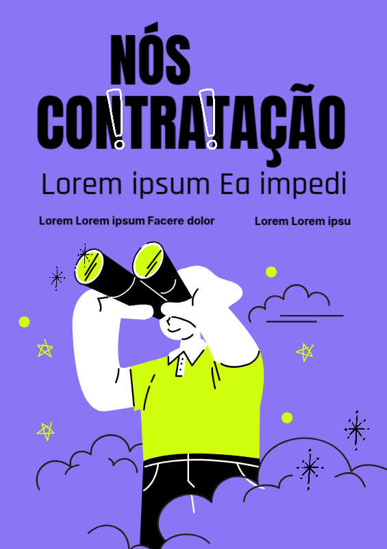 Um simples anúncio de recrutamento de verão em amarelo e roxo