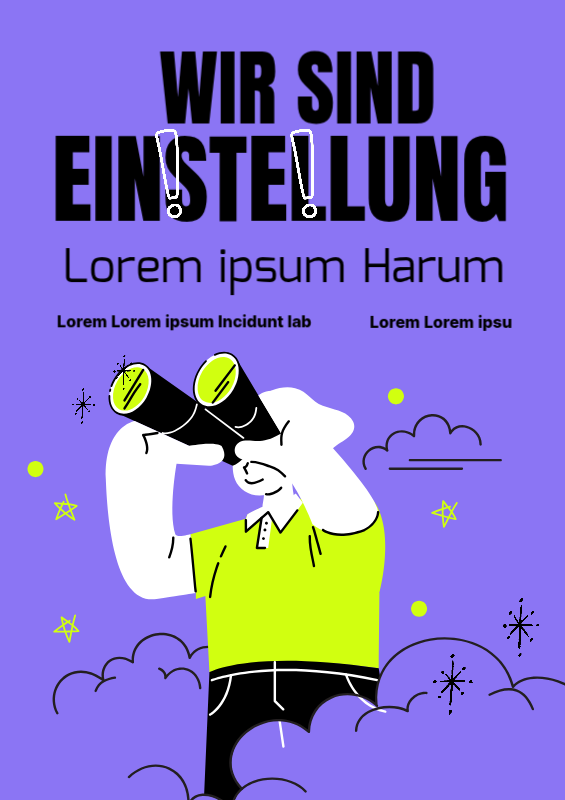 Eine einfache gelbe und lilafarbene Stellenausschreibung für den Sommer