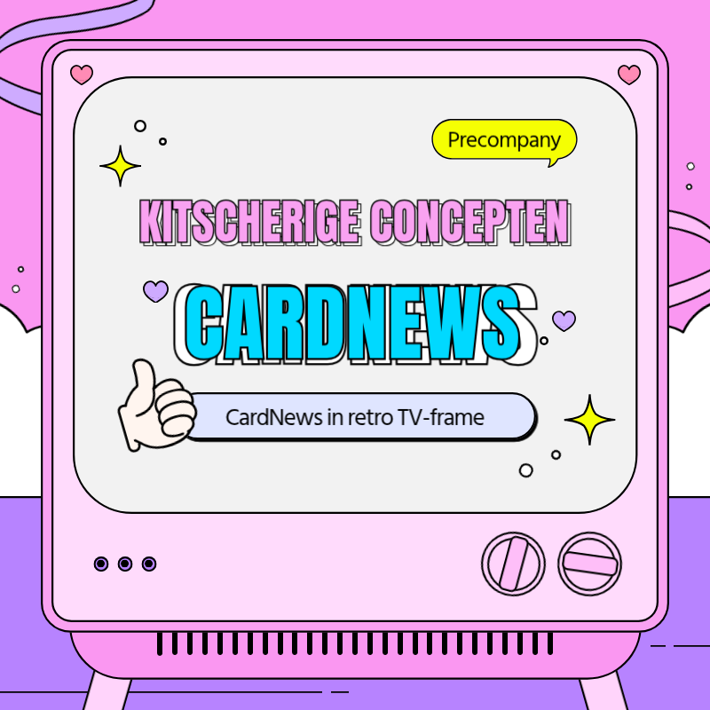 Promoot kitscherige retro TV-frames in roze en paars