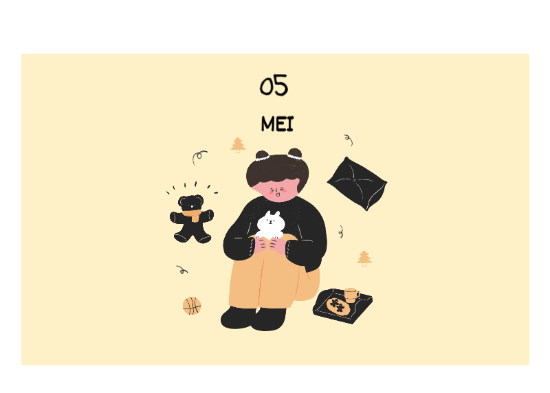 Een kleurrijk en schattig alledaags illustratieconcept