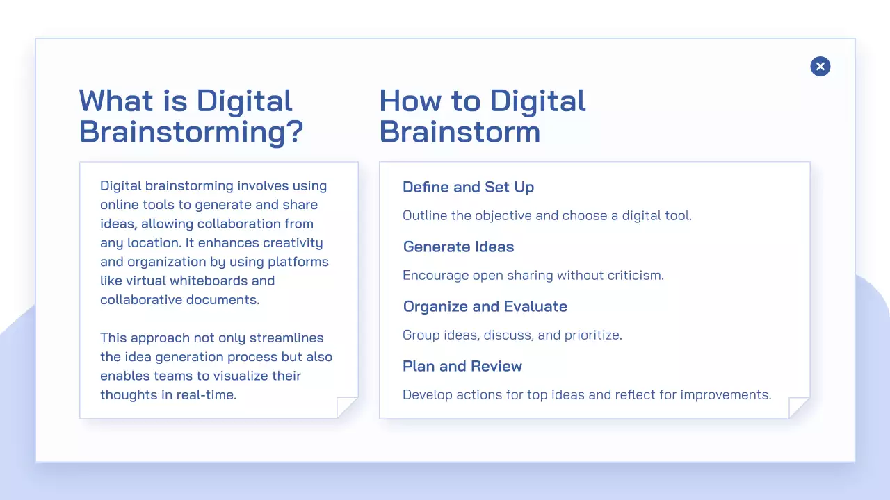 블루 모던 브레인스토밍 프레젠테이션