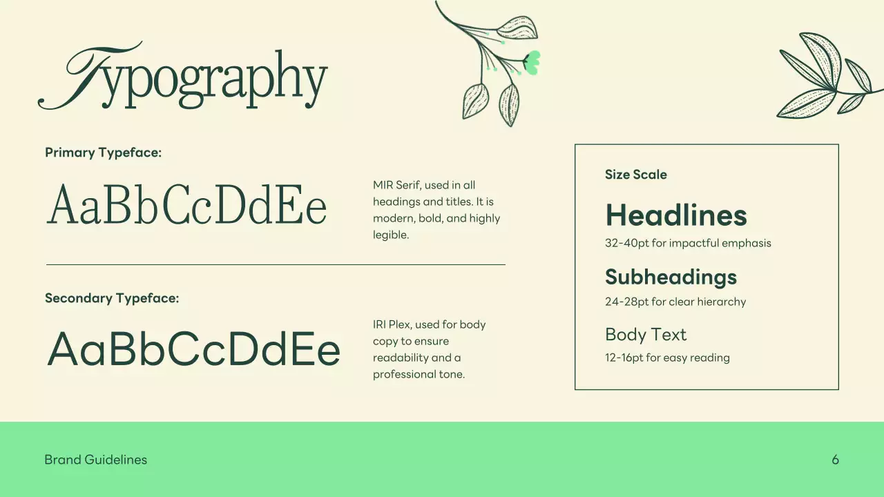 Green Elegant Brand Guideline Presentation