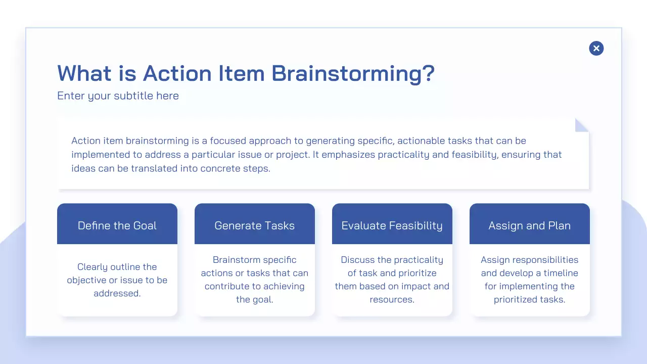 블루 모던 브레인스토밍 프레젠테이션