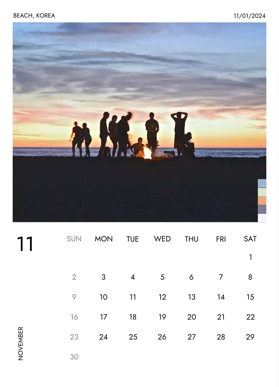 Kalender perjalanan minimalis dengan tata letak yang bersih
