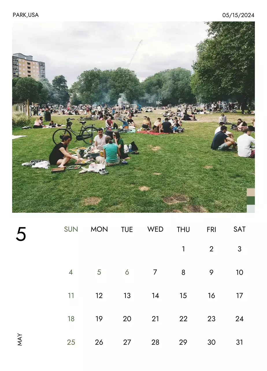 Kalender perjalanan minimalis dengan tata letak yang bersih