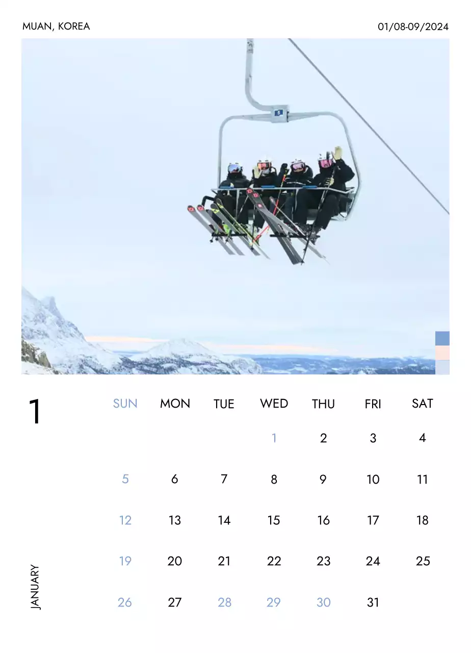 Kalender perjalanan minimalis dengan tata letak yang bersih