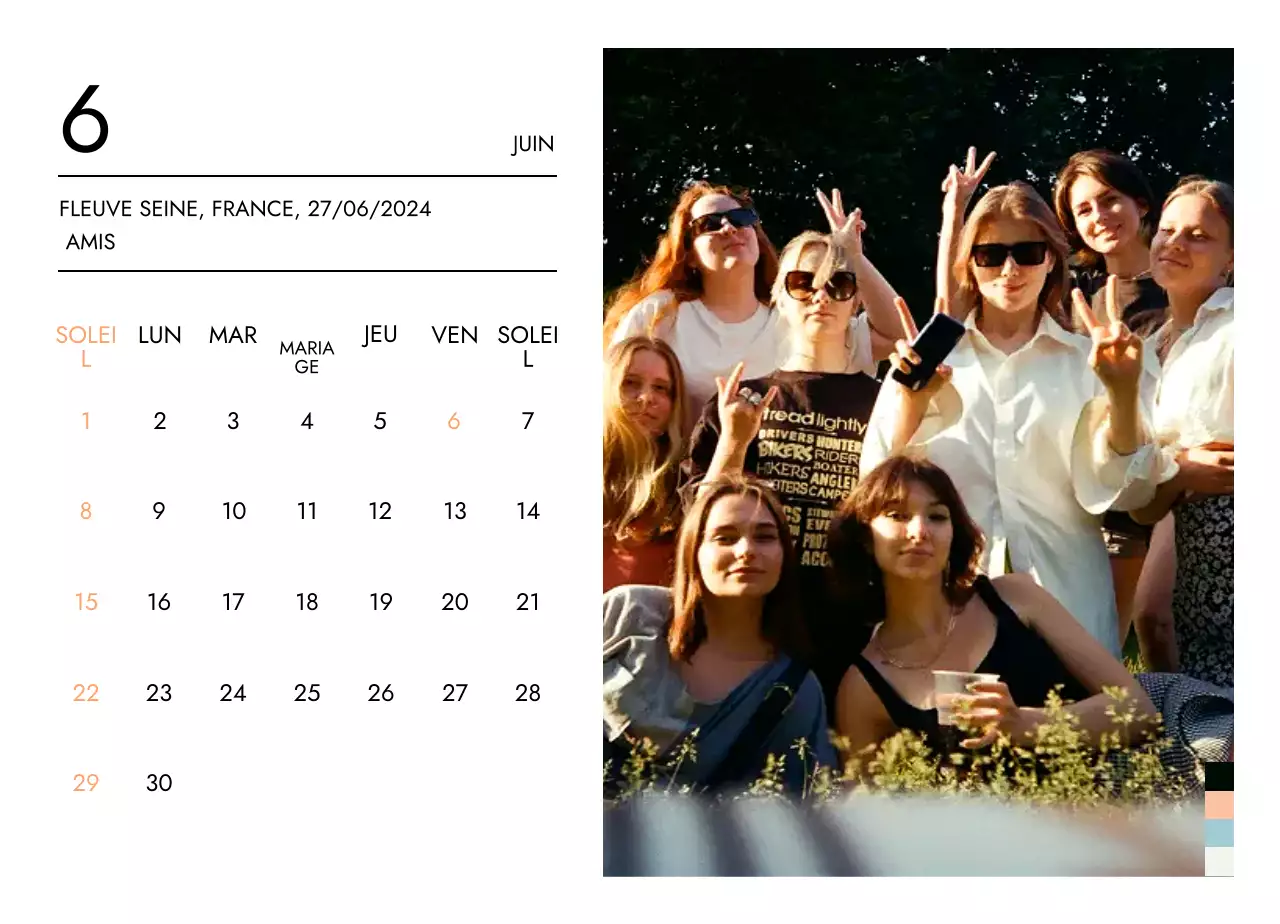 Calendrier de voyage minimaliste avec une mise en page épurée