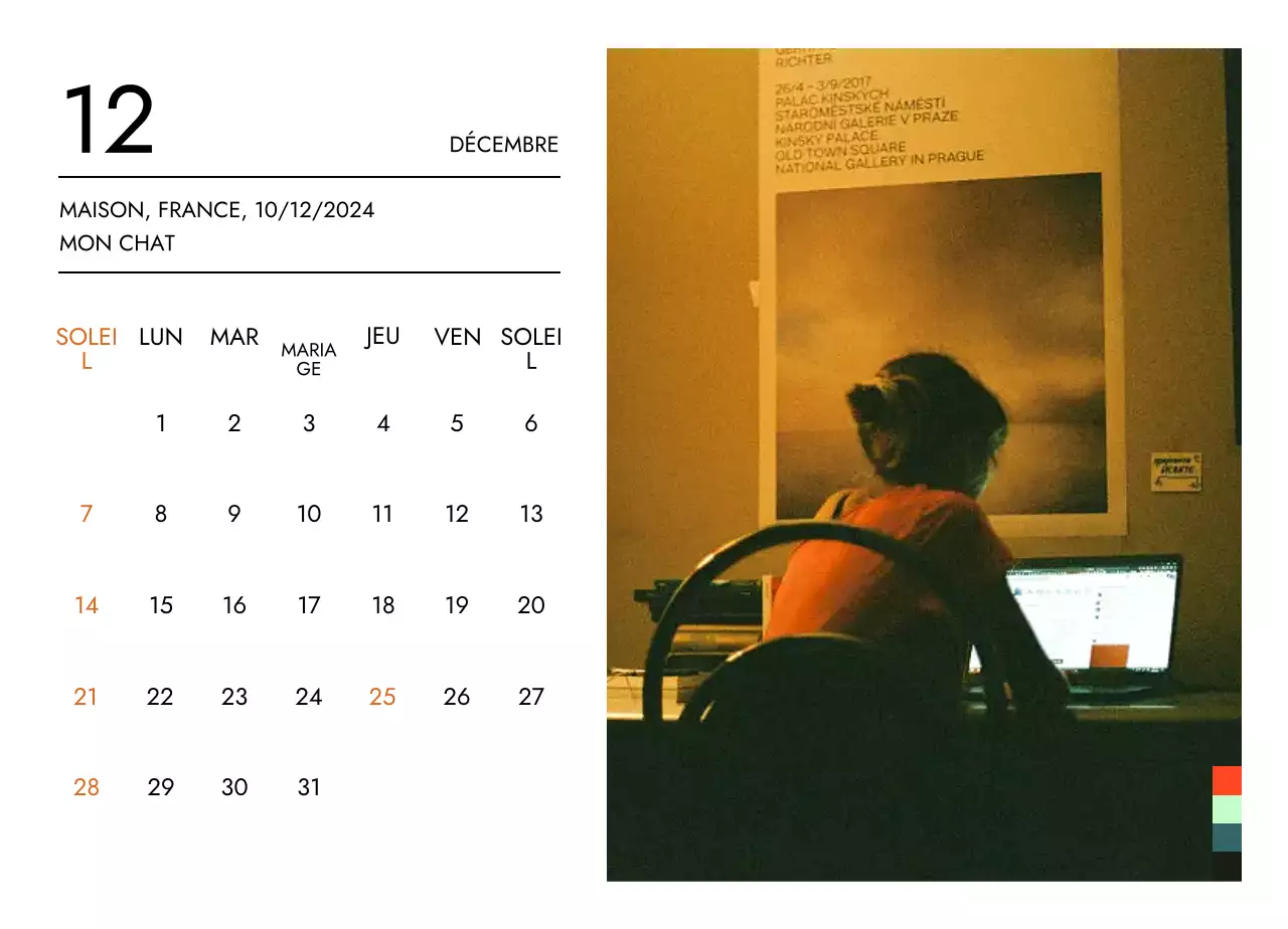 Calendrier de voyage minimaliste avec une mise en page épurée