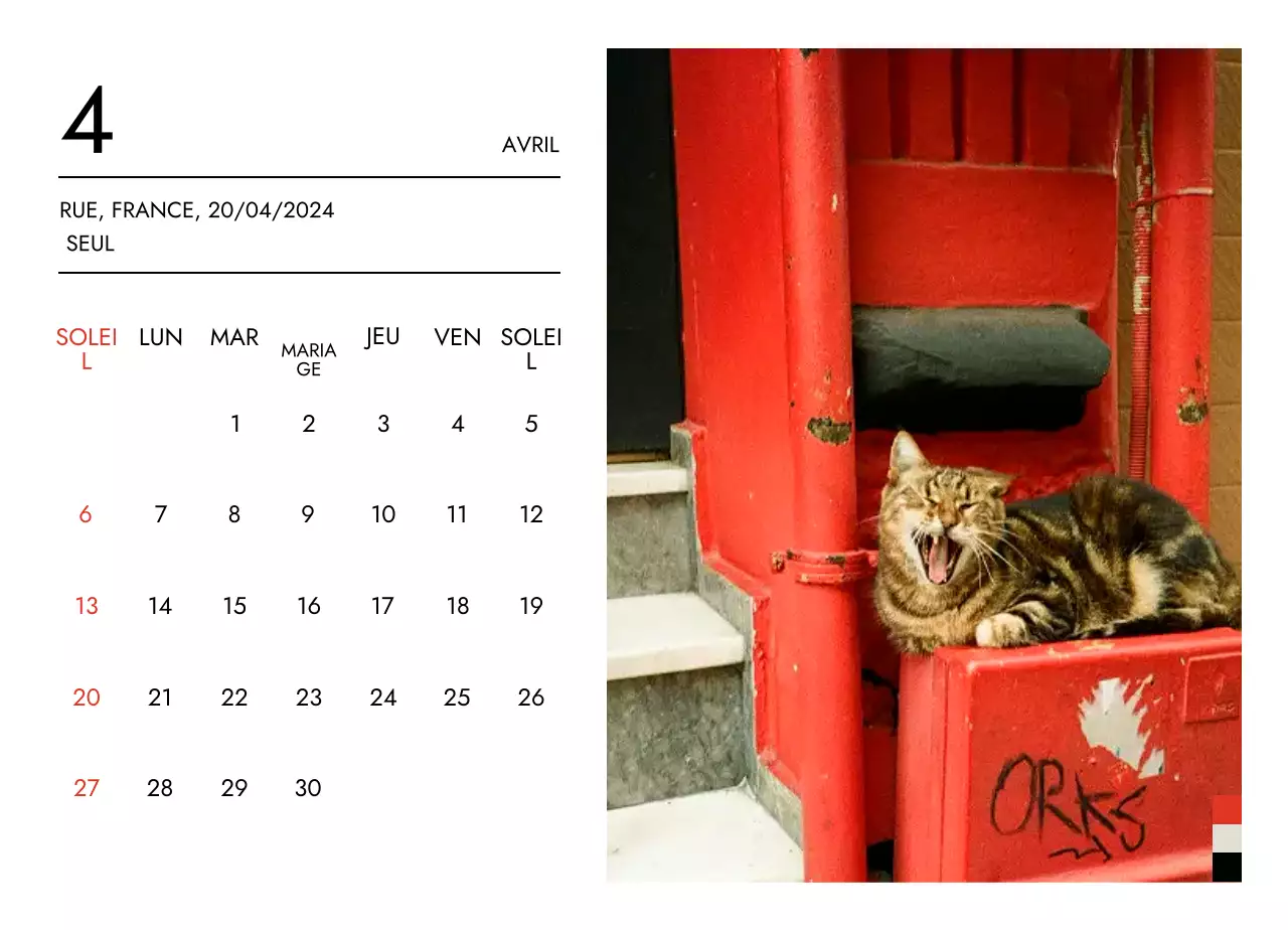 Calendrier de voyage minimaliste avec une mise en page épurée