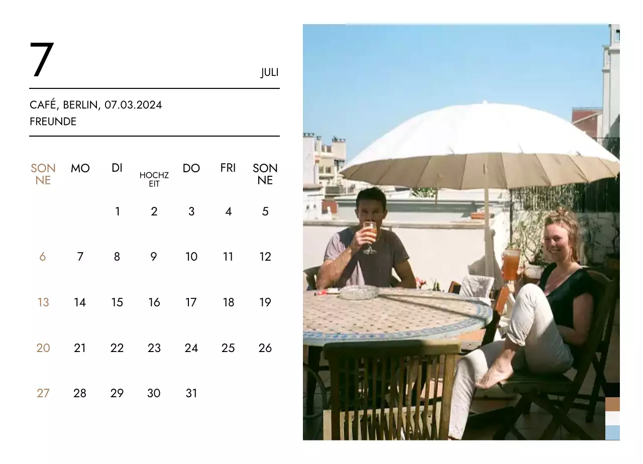 Minimalistischer Reisekalender mit klarem Layout