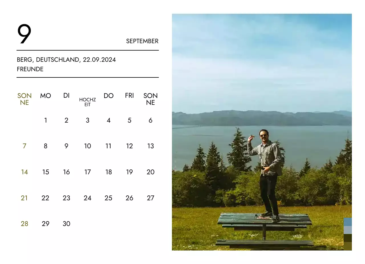 Minimalistischer Reisekalender mit klarem Layout