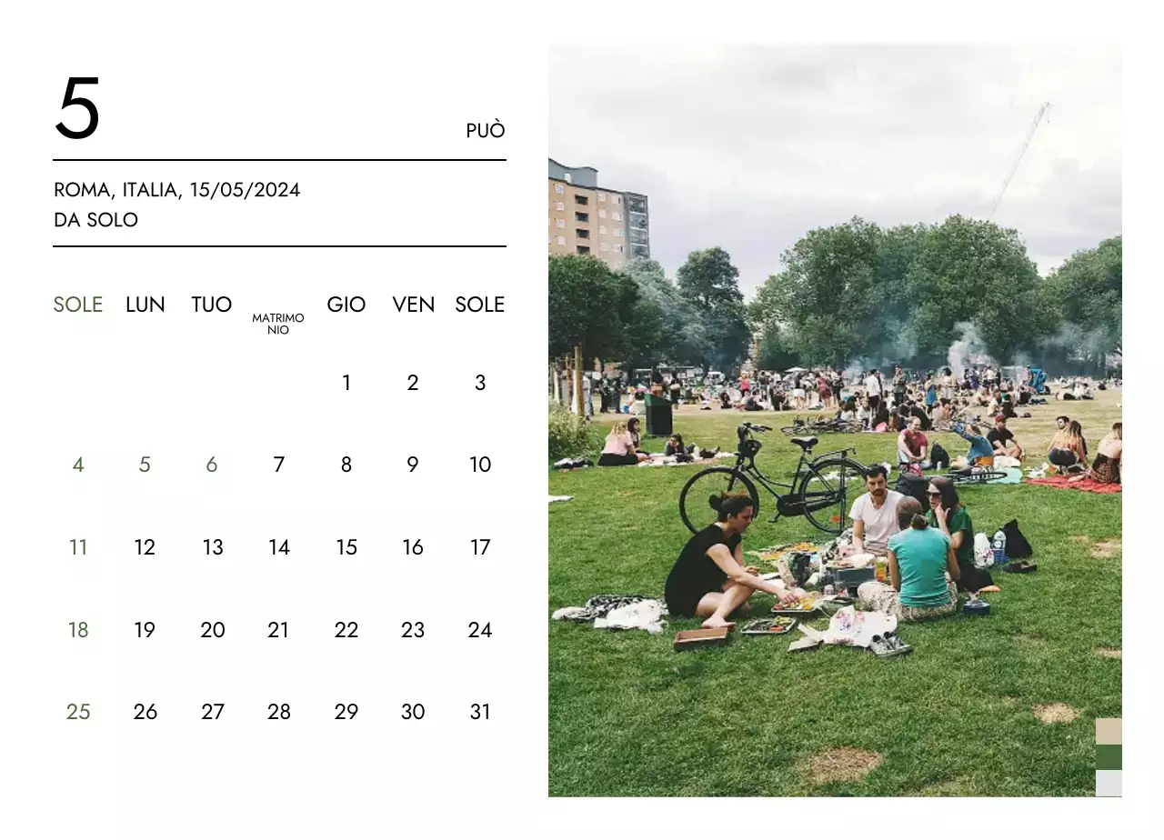 Calendario di viaggio minimalista con un layout pulito