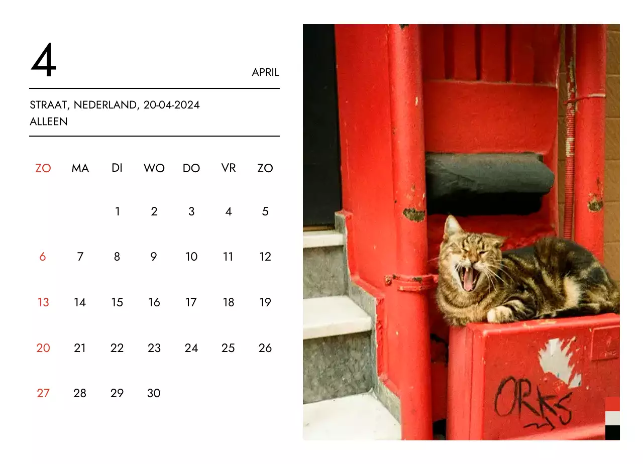Minimalistische reiskalender met een strakke lay-out