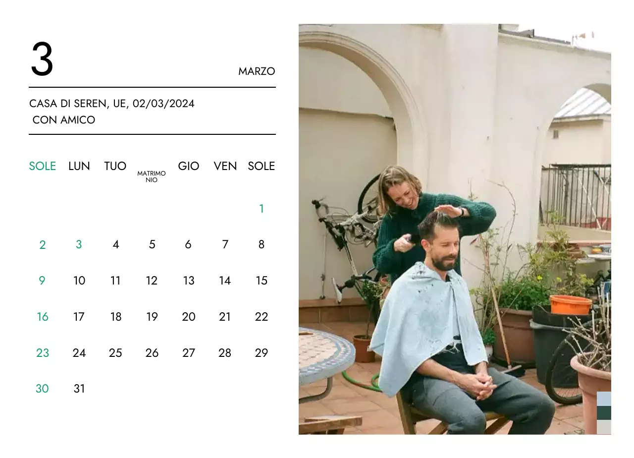 Calendario di viaggio minimalista con un layout pulito