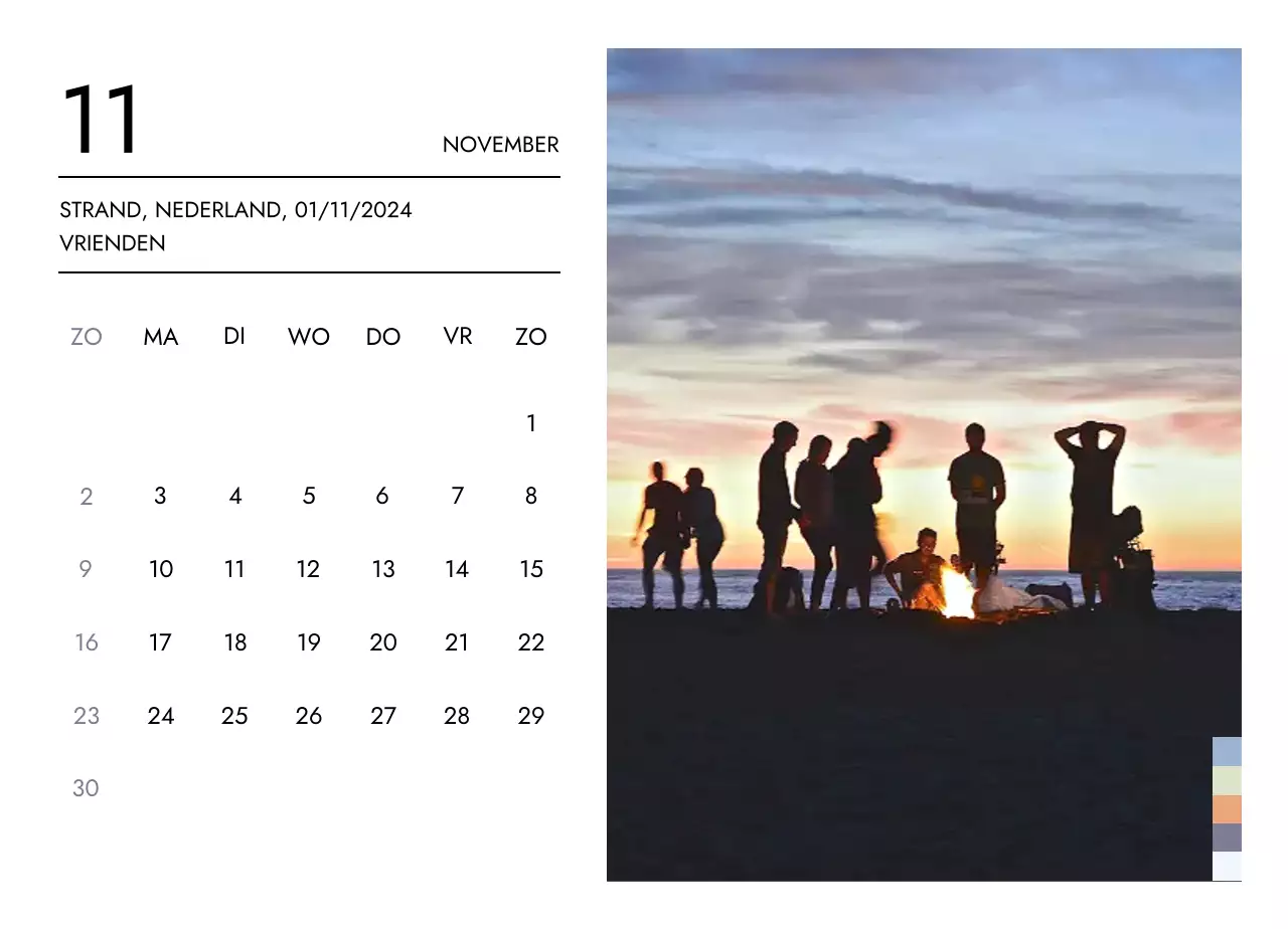 Minimalistische reiskalender met een strakke lay-out