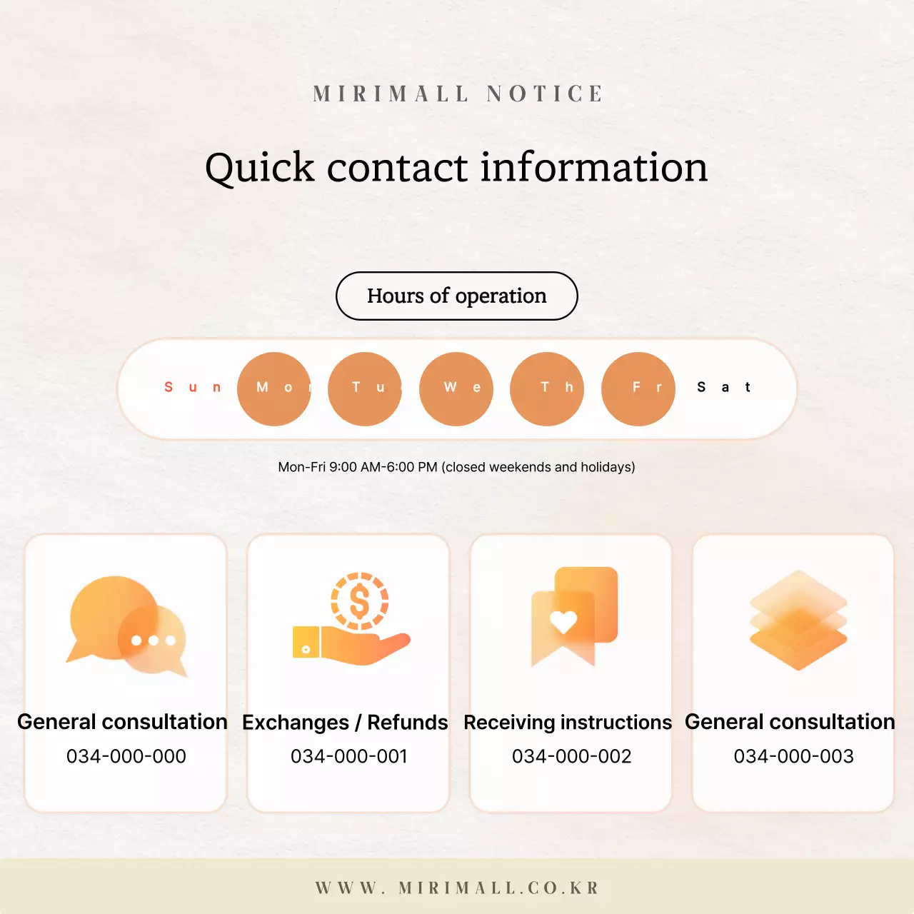 Thông báo thông tin liên lạc tối thiểu màu cam Bài đăng trên mạng xã hội