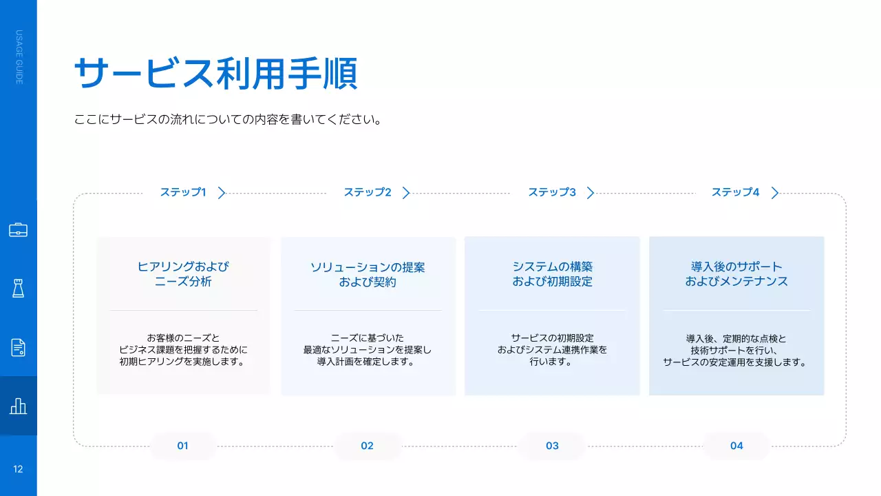 青 シンプル サービス 企画書 プレゼンテーション