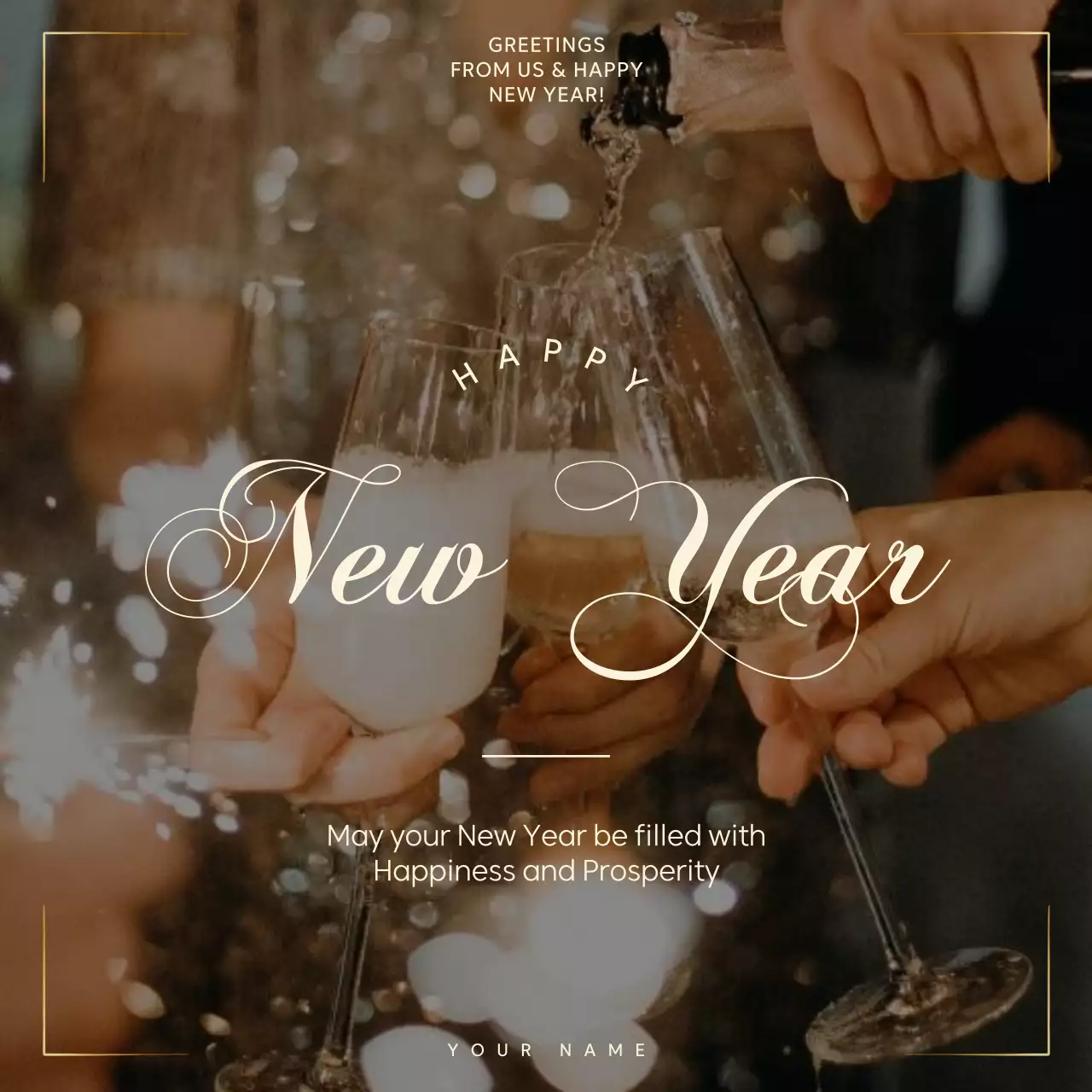 Beige Elegant New Year Invitation Social Media Post