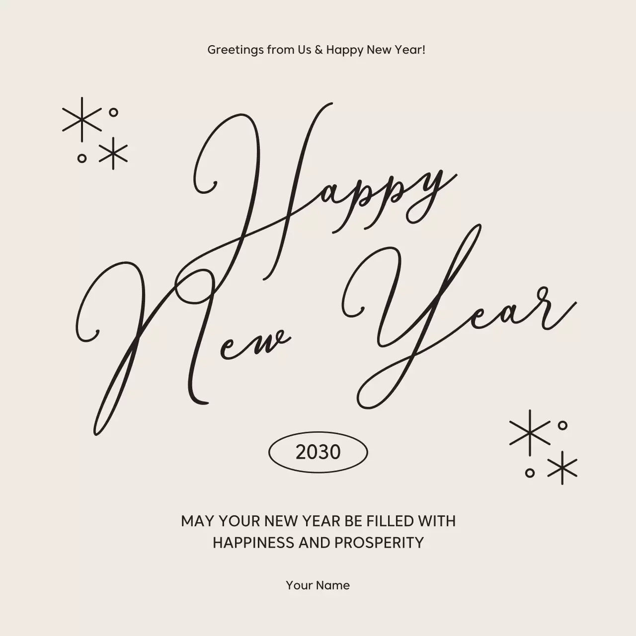 Beige Elegant New Year Invitation Social Media Post