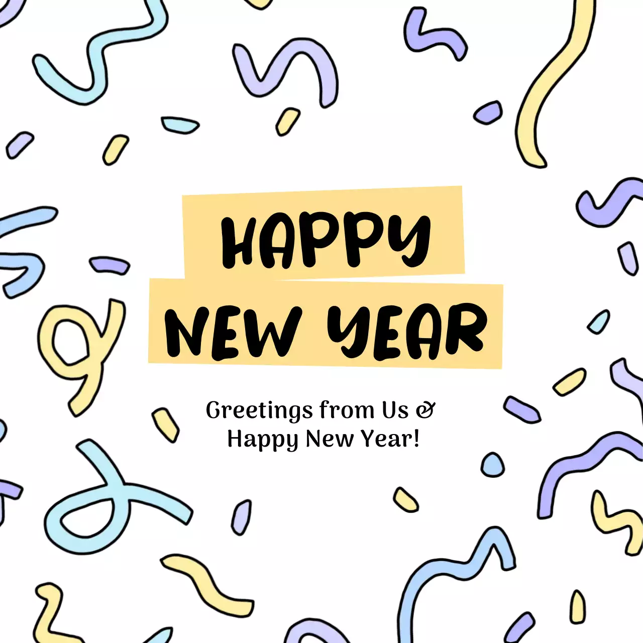 Pastel Trendy New Year's Card Social Media Post
