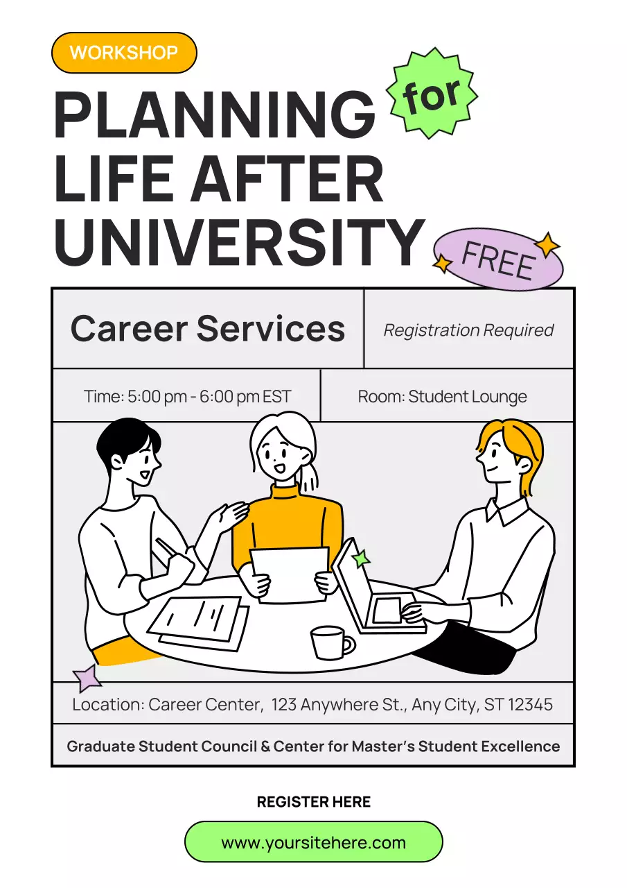 Orange Minimal Career Workshop Invitation Poster