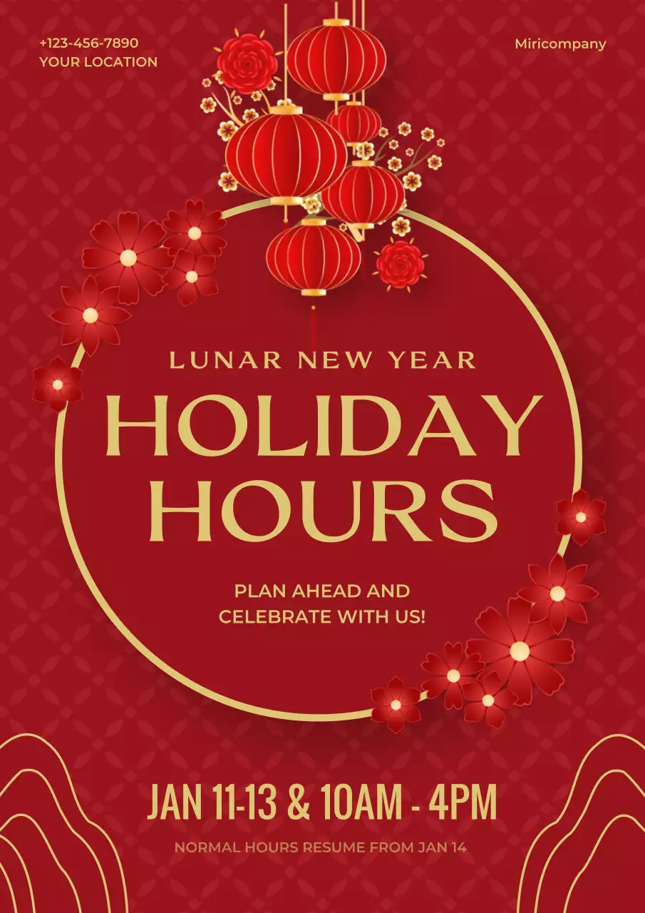 Red Traditional Holiday Announcement Poster